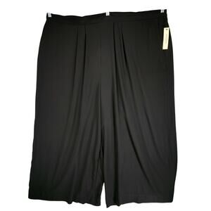 Kiyonna Wide Leg Trouser Pant sz 4X Women Black Palazzo Flowy Pockets Pleats NEW